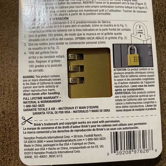 BRINKS Standard Security 3-dial Combination Resettable Padlock 🔒 (New) - Picture 10 of 14